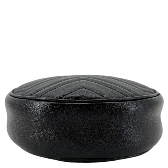 Gucci  GG Marmont Mini Round Leather Crossbody Bag Black 550154 - Picture 10 of 14